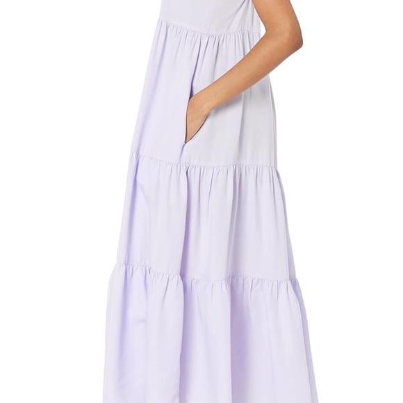 The Drop NWT Dusty Purple Lavender tiered Maxi Dress w pockets XXS - Picture 3 of 6